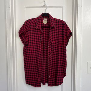 American Eagle Plaid Short Sleeve Flannel